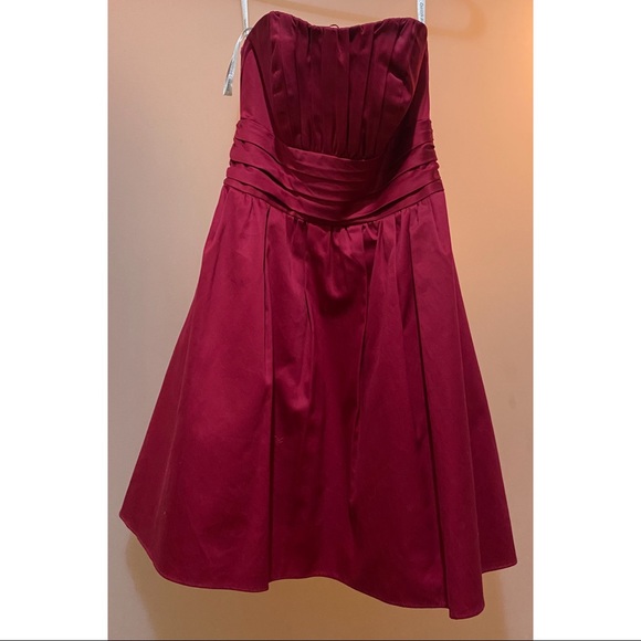 David's Bridal Red Strapless Dress - Picture 2 of 5